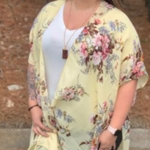 NWT Yellow Floral Kimono